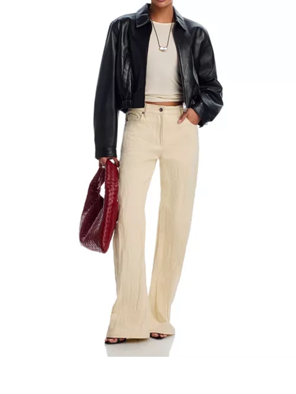 Helmut Lang Crushed Bootcut Jeans in Muslin